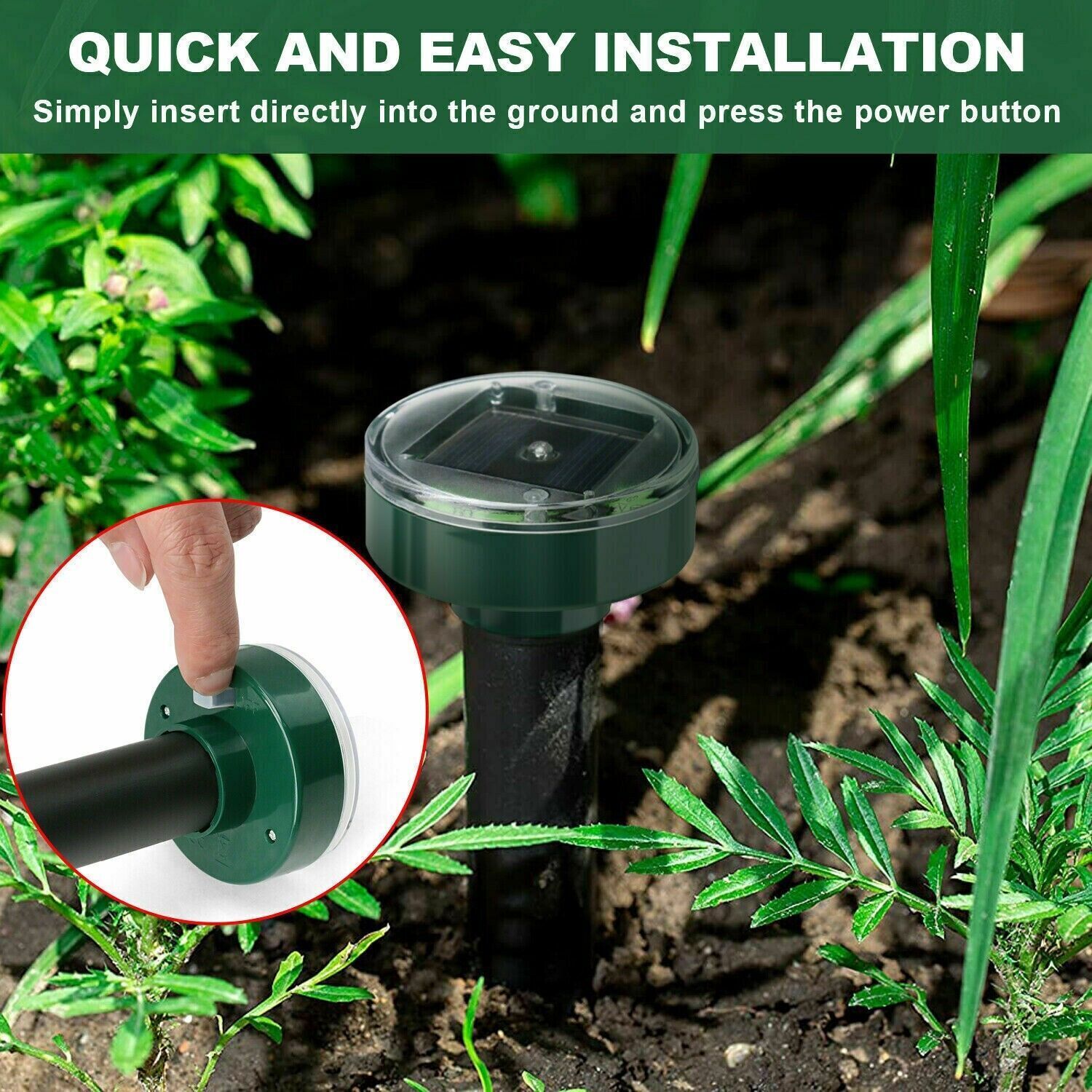 Pack Solar Powered Ultrasonic Snake Repellent For Yard Garden