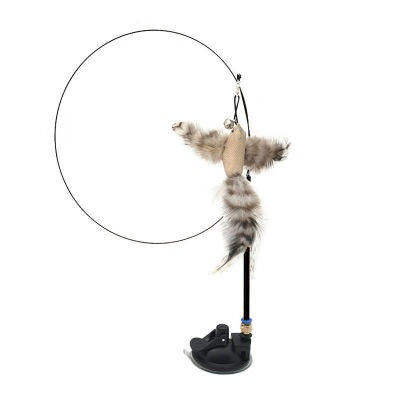 Interactive Cat Toy With Feather Bird And Bell