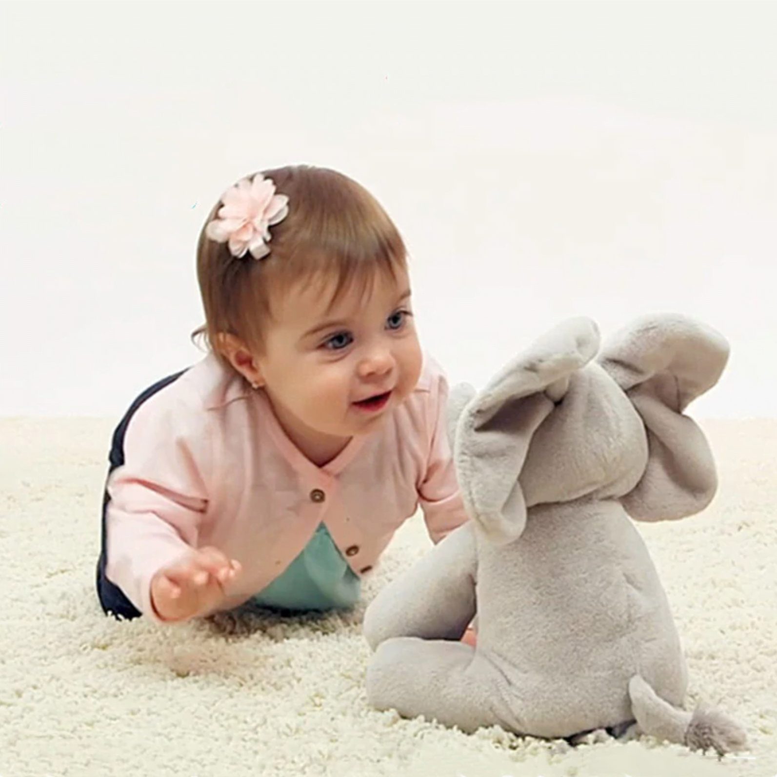 Baby Peek-A-Boo Singing Elephant Plush Toy Educational Electric