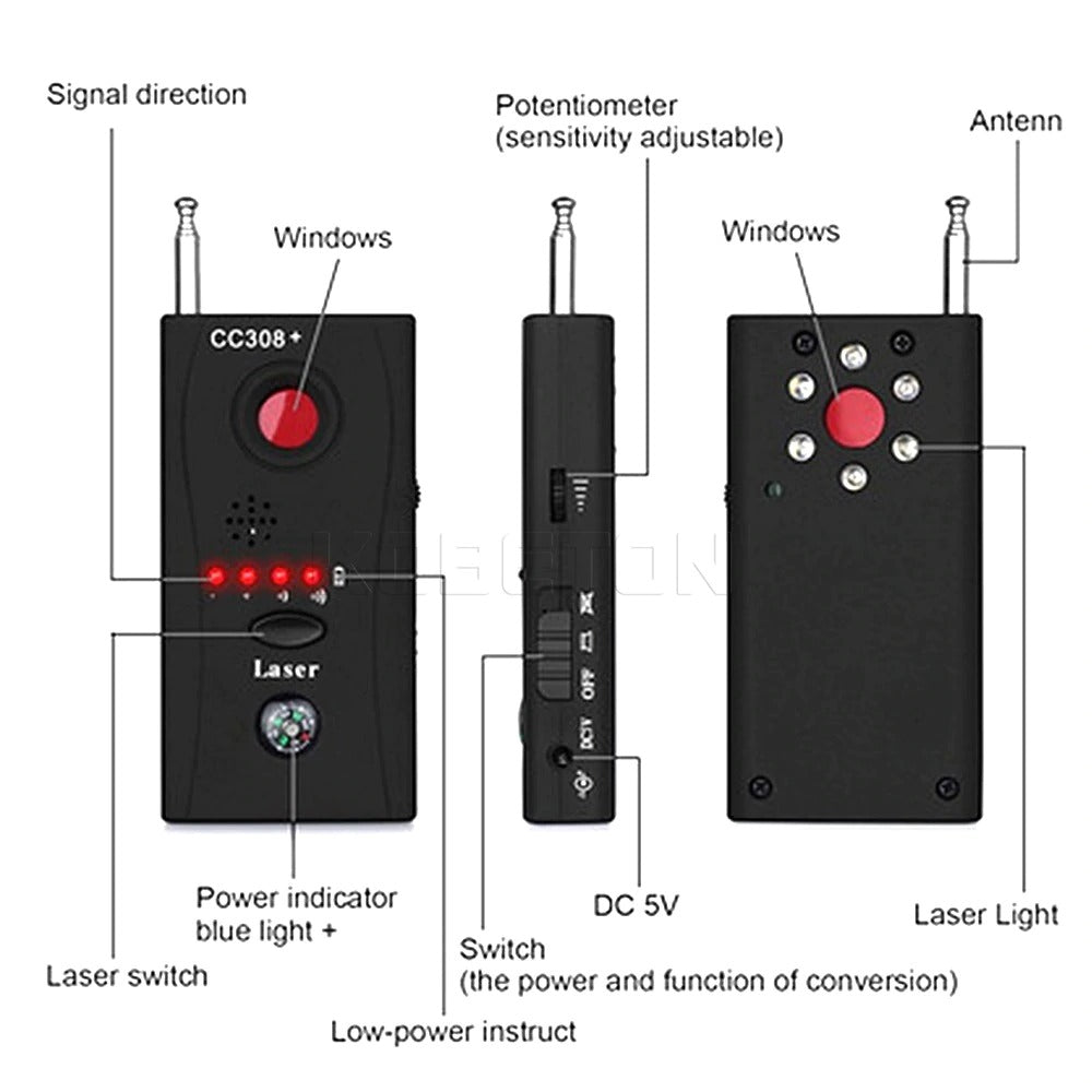 Cc308+ Multi-Function Wireless Camera Lens Signal Detector