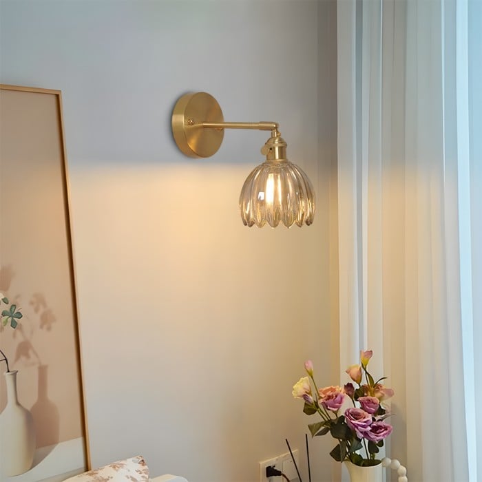 Vintage Glass Flower Bud Tulip Wall Lamp HL211