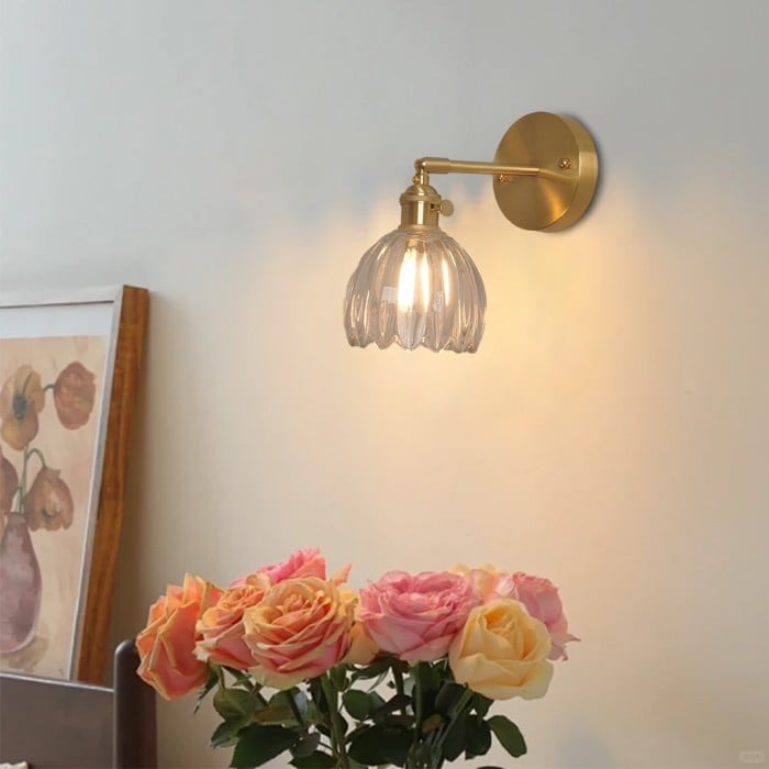 Vintage Glass Flower Bud Tulip Wall Lamp HL211
