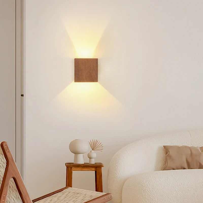 Modern Simple Cube Wooden Wall Light
