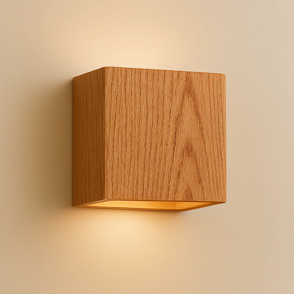Modern Simple Cube Wooden Wall Light