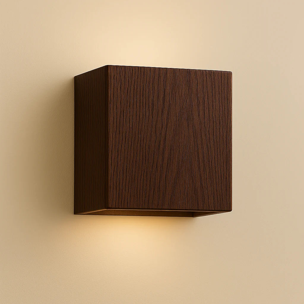 Modern Simple Cube Wooden Wall Light