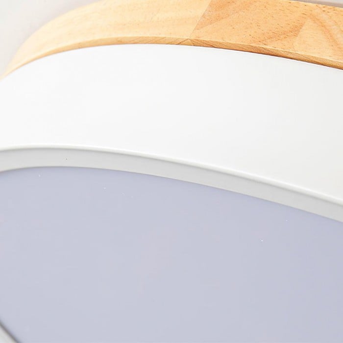 Modern White Wooden Round LED Ceiling Light