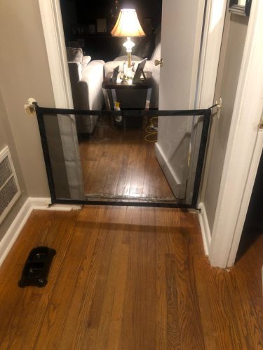 Foldable Retractable Dog Gate with Nylon Mesh - Keep Your Pets Safe and Secure photo review