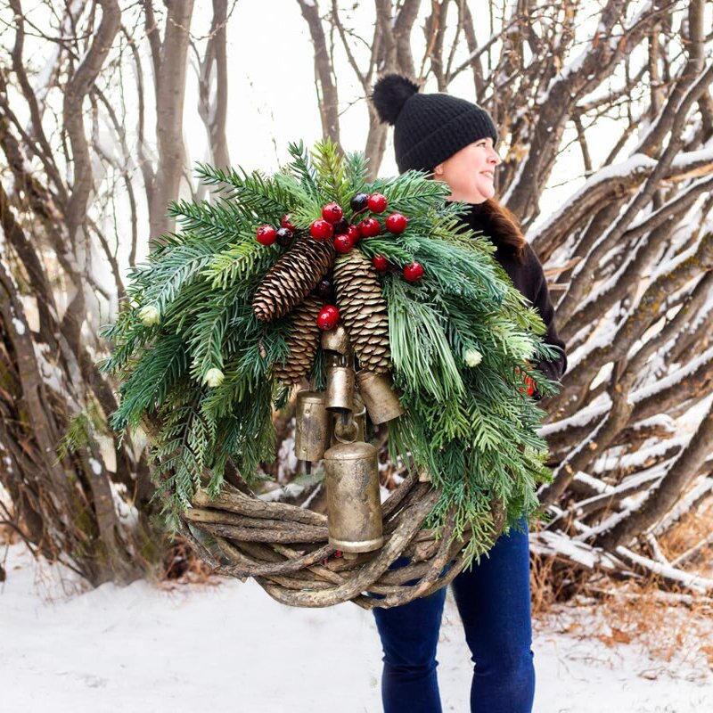 Farmhouse Christmas Wreath, Boho Wreath, Holiday Wreath