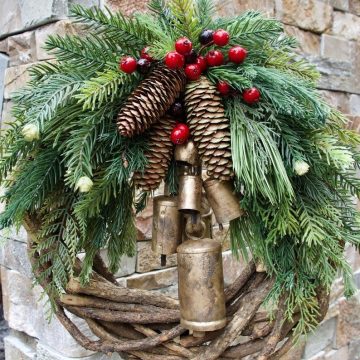 Farmhouse Christmas Wreath, Boho Wreath, Holiday Wreath